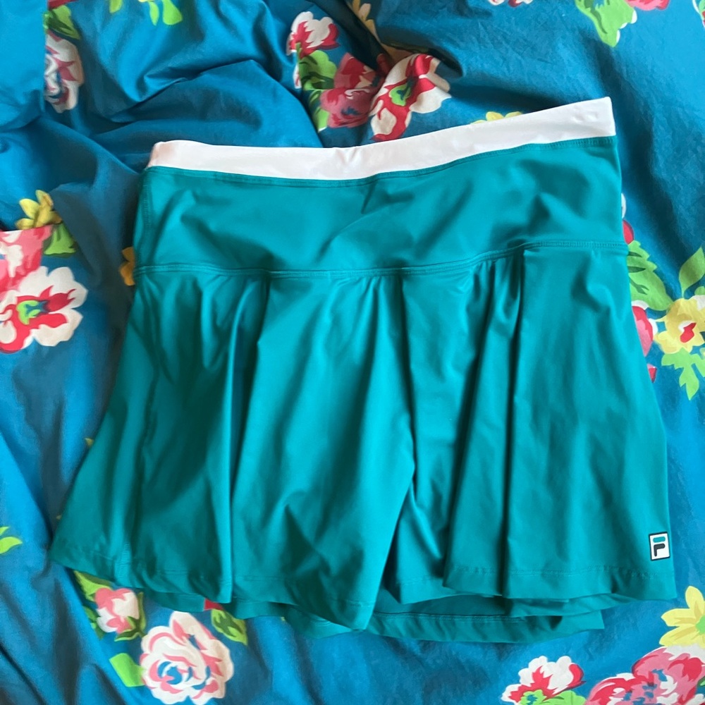 FILA Teal Tennis Skirt with White Waistband